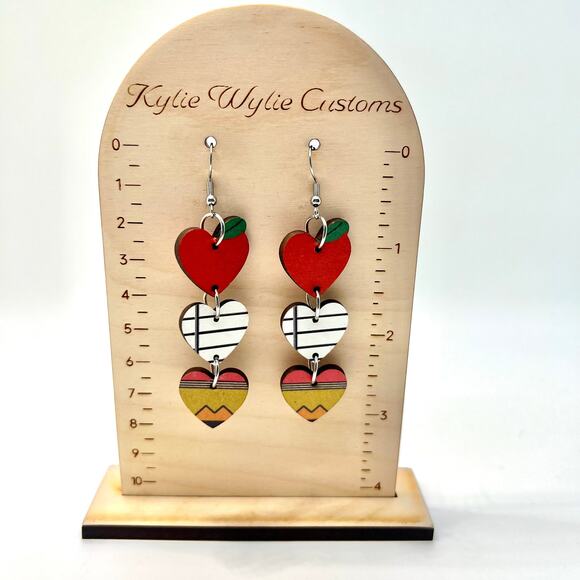 Teacher Earrings - School Earrings - Back To School - Apple - Paper - Pencil - Picture 8 of 8